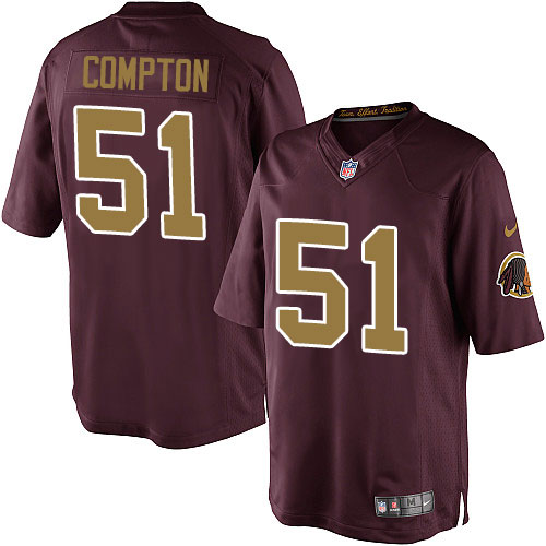 Men's Limited Will Compton Nike Jersey Burgundy Red Alternate - #51 80th Anniversary NFL Washington Redskins